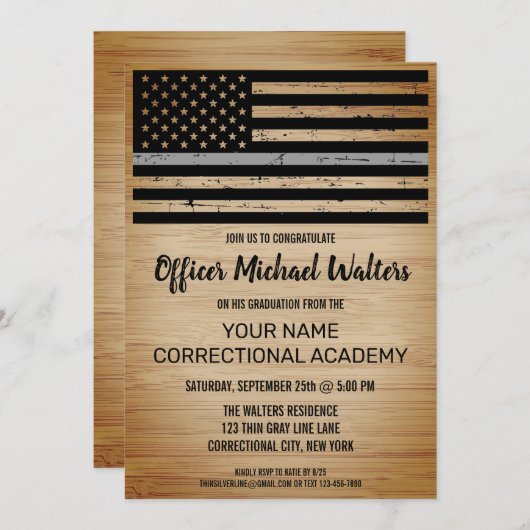 Correctiebeambte Afstuderen Thin Grey Line Inv Kaart (Voorkant / Achterkant)