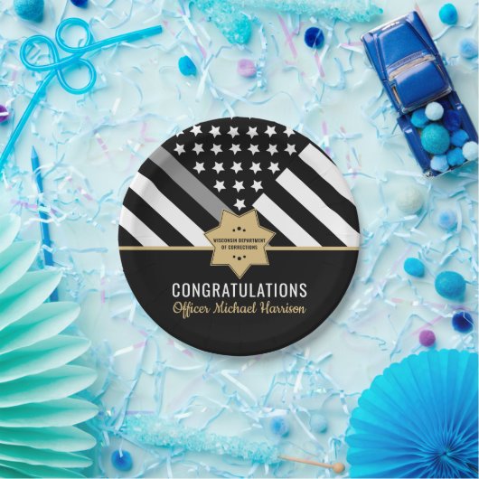 Correctiebeambte Afstuderen Thin Silver Line Papieren Bordje (Feest)