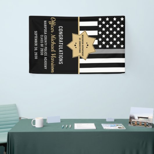 Correctiebeambte Afstuderen Thin Silver Line Spandoek (Beurs)