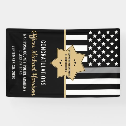 Correctiebeambte Afstuderen Thin Silver Line Spandoek (Horizontaal)