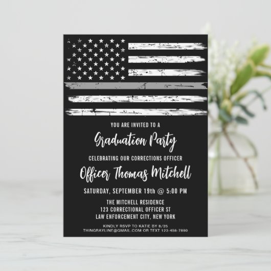 Correctiebeambte in grijs Afstuderen Kaart (Staand voorkant)