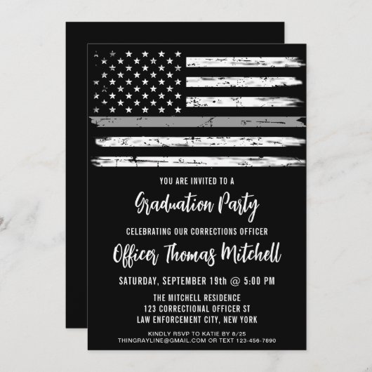 Correctiebeambte in grijs Afstuderen Kaart (Voorkant / Achterkant)