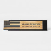 Correctiebeambte Thin Grey Line Rustic Wood Bureau Naambordje (Voorkant)