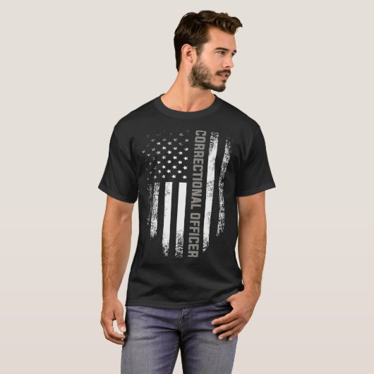  correctiecommandant met Amerikaanse vlag T-shirt (Voorkant volledig)