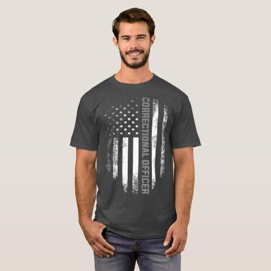  correctiecommandant met Amerikaanse vlag T-shirt (Voorkant volledig)
