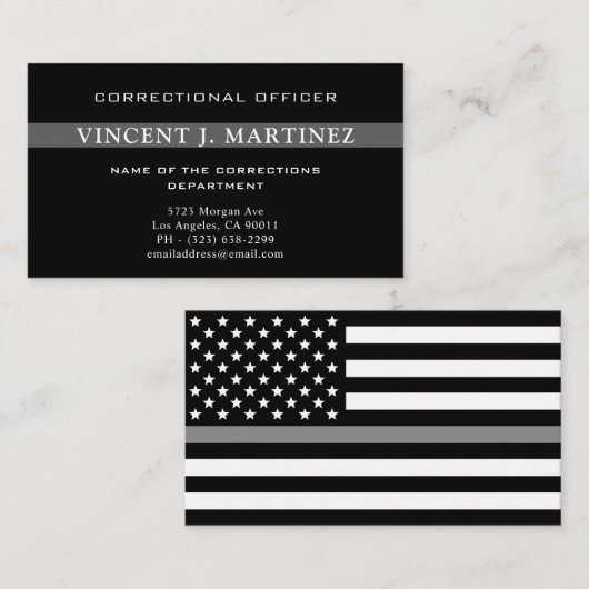 Correctiecoördinator Thin Silver Line Flag Visitekaartje (Voorkant / Achterkant)