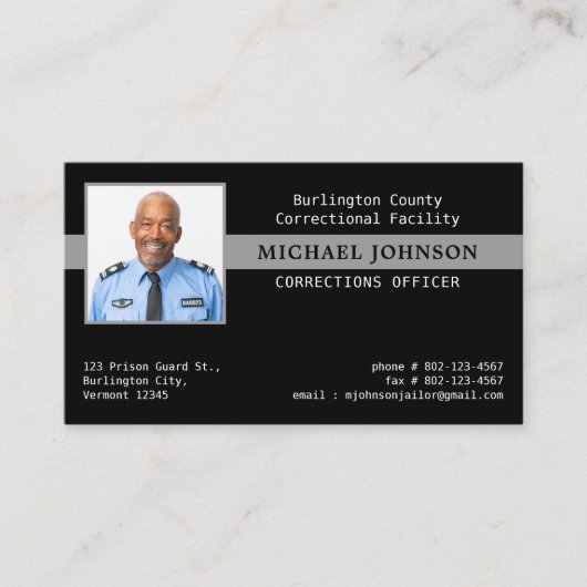 Correctiemedewerker Custom Photo Thin Grey Line Visitekaartje (Voorkant)