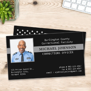 Correctiemedewerker Custom Photo Thin Grey Line Visitekaartje