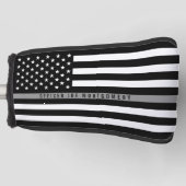 Correctiemedewerker Dunne Grijze Lijn Vlag Monogra Golfheadcover (Voorkant)