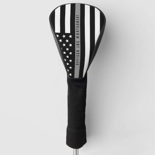 Correctiemedewerker Dunne Grijze Lijn Vlag Monogra Golfheadcover (Voorkant)