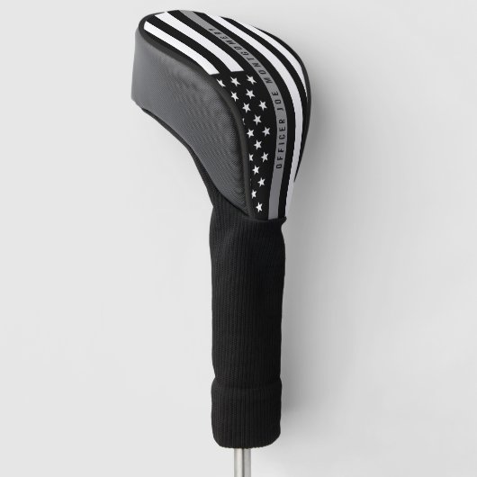 Correctiemedewerker Dunne Grijze Lijn Vlag Monogra Golfheadcover (Schuin)