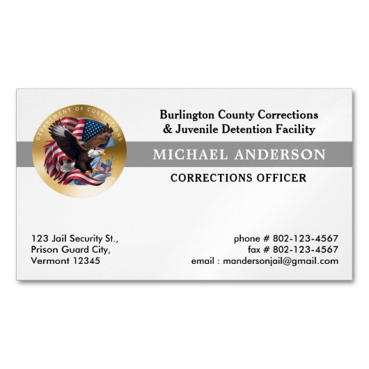 Correcties Afdeling Parole Security Badge Logo Magnetisch Visitekaartje (Voorkant)