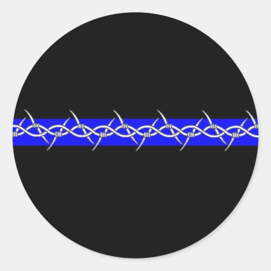 Correcties blauwe lijn met prikkeldraad ronde sticker (Voorkant)
