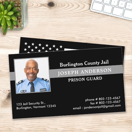 Correcties Officer Custom Photo Thin Grey Line Visitekaartje