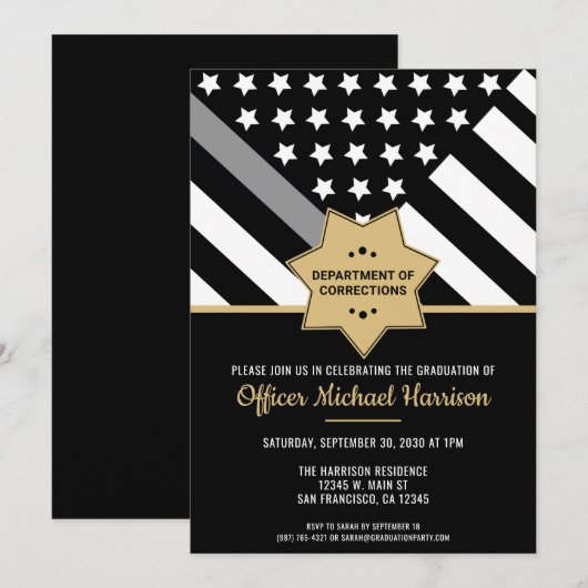 Correcties Officer Graduation Party Silver Line Kaart (Voorkant / Achterkant)