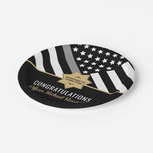 Correcties Officer Graduation Party Silver Line Papieren Bordje (Gekanteld)