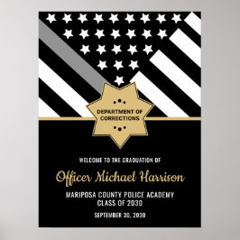 Correcties Officer Graduation Party Silver Line Poster