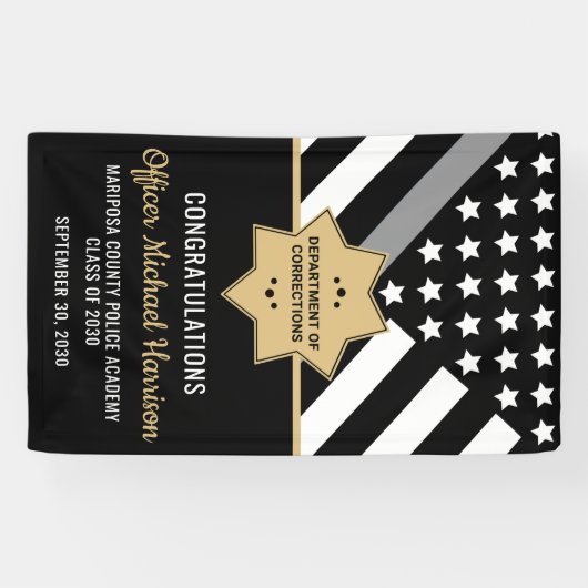 Correcties Officer Graduation Party Silver Line Spandoek (Horizontaal)