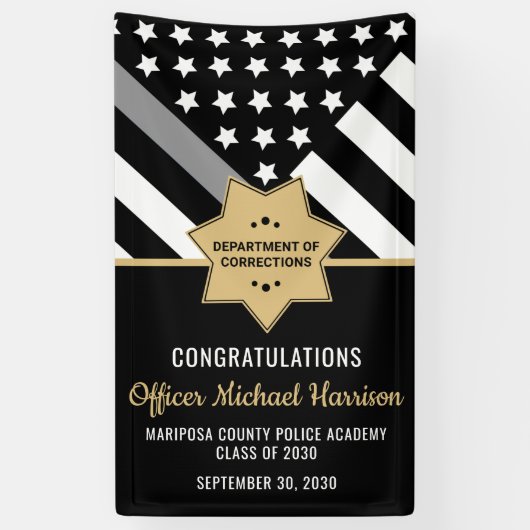 Correcties Officer Graduation Party Silver Line Spandoek (Verticaal)