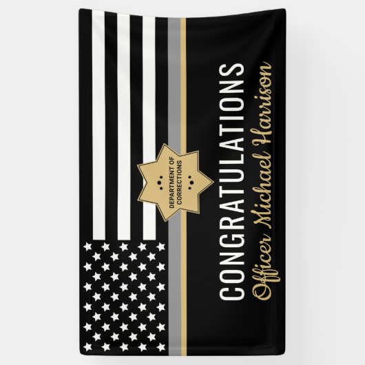 Correcties Officer Graduation Party Silver Line Spandoek (Verticaal)
