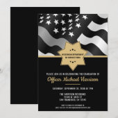 Correcties Officer Graduation Party Zilveren Vlag Kaart (Voorkant / Achterkant)