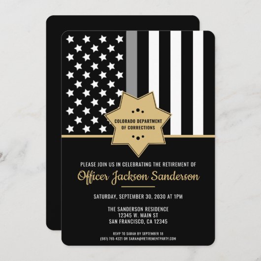 Correcties Officier Pensioen Partij Zilveren Lijn Kaart (Voorkant / Achterkant)