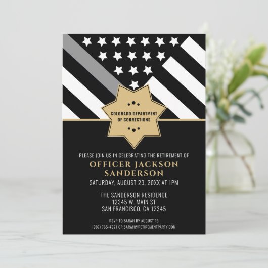 Correcties Officier Pensioen Partij Zilveren Lijn Kaart (Staand voorkant)