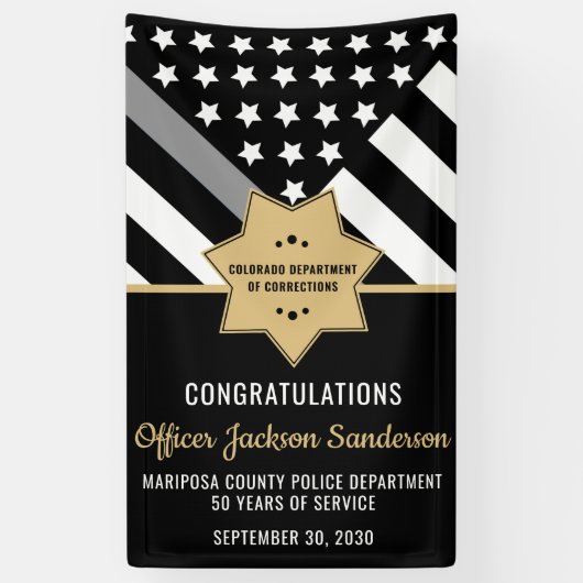 Correcties Officier Pensioen Partij Zilveren Lijn Spandoek (Verticaal)