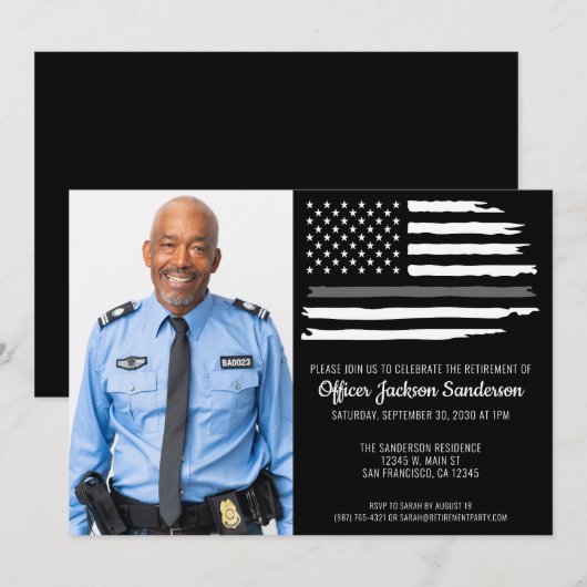 Correcties Officier Pensioen Party Foto Kaart (Voorkant / Achterkant)