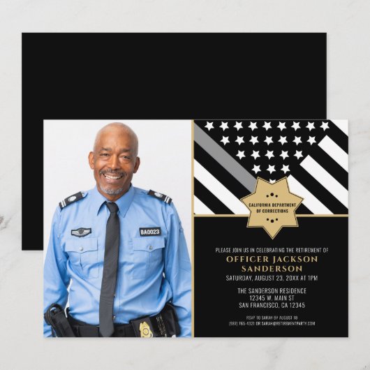 Correcties Officier Pensioen Zilveren Lijn Foto Kaart (Voorkant / Achterkant)