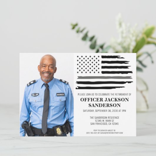 Correcties Officier Pensioen Zilveren Lijn Foto Kaart (Staand voorkant)