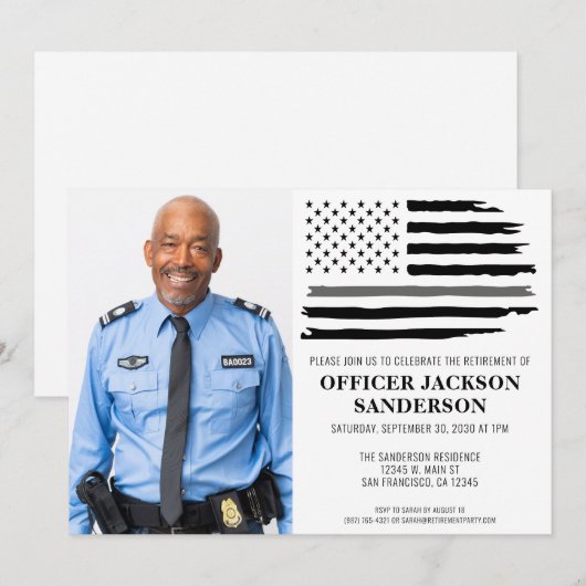 Correcties Officier Pensioen Zilveren Lijn Foto Kaart (Voorkant / Achterkant)