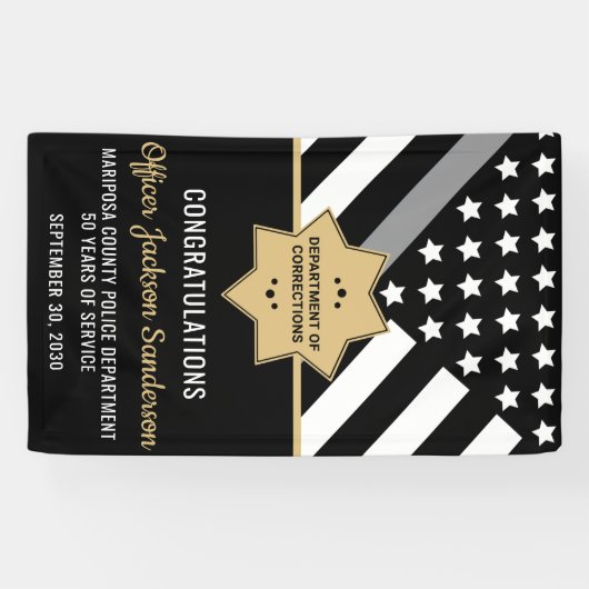 Correcties Officier Pensioen Zilveren Lijn Welkom Spandoek (Horizontaal)