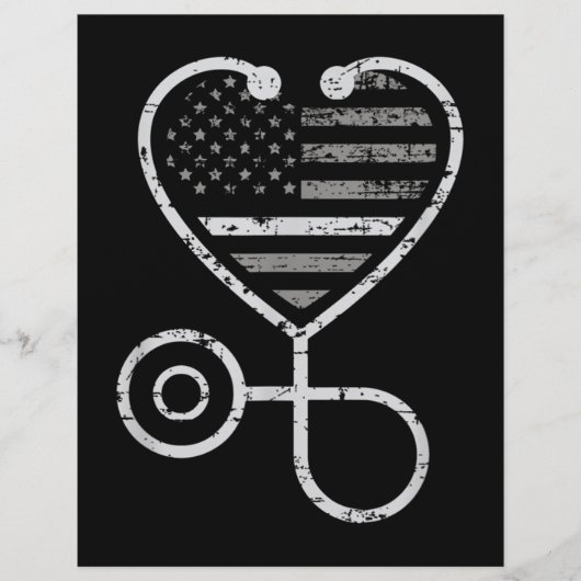 Correcties Zonneurse Thin Grey Line Heart US Flag Flyer (Voorkant)