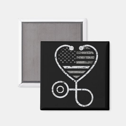 Correcties Zonneurse Thin Grey Line Heart US Flag Magneet (Voorkant / Achterkant)