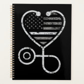 Correcties Zonneurse Thin Grey Line Heart US Flag Planner (Voorkant)
