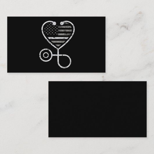 Correcties Zonneurse Thin Grey Line Heart US Flag Visitekaartje (Voorkant / Achterkant)