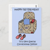 Correctieve functionaris met Happy Retirement Briefkaart (Voorkant / Achterkant)