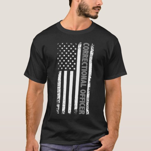 Correctieve officier Amerikaanse vlag Thin Silver T-shirt (Voorkant)