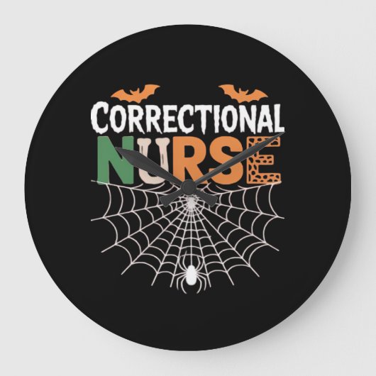 Correctional Nurse Halloween Pumpkin Classic T-Shi Grote Klok (Voorkant)