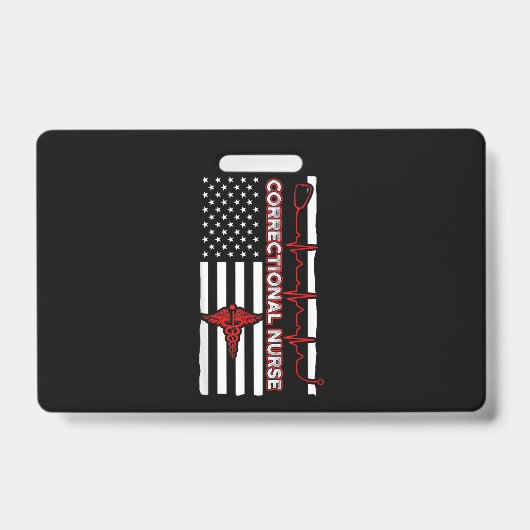 Correctional Nurse USA Flag Nursing RN Badge (Voorkant)