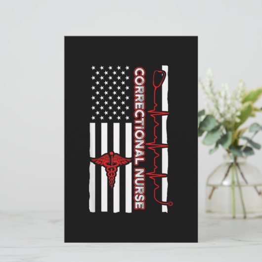 Correctional Nurse USA Flag Nursing RN Briefpapier (Staand voorkant)