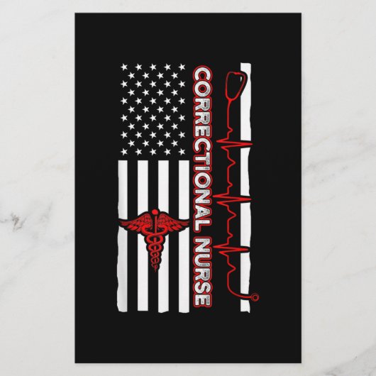 Correctional Nurse USA Flag Nursing RN Briefpapier (Voorkant)