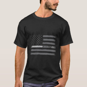Correctional Officer Gift Dunne Zilveren Lijn Vlag T-shirt