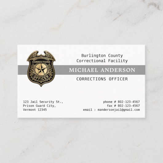 Correctional Officer Jail Security aangepaste QR-c Visitekaartje (Voorkant)
