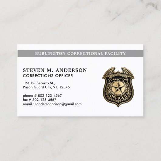 Correctional Officer Prison Security Jail QR-code Visitekaartje (Voorkant)