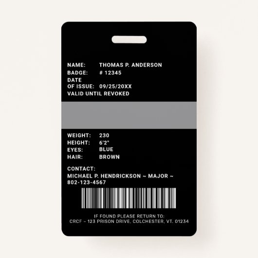 Correctional Officer Professional Logo Foto ID Badge (Achterkant)