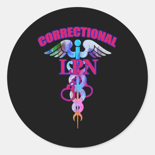 Correctionele LPN praktisch verpleegkundige Caduce Ronde Sticker (Voorkant)