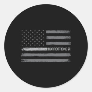 Correctionele Officier Dunne Zilveren Lijn Amerika Ronde Sticker