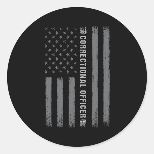 Correctionele officier op rug Amerikaanse vlag Ronde Sticker (Voorkant)